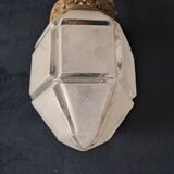 Art Deco Metal Pendant Lamp with Frosted Glass Globe