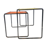 Set of Mathieu Matégot metal pull-out tables