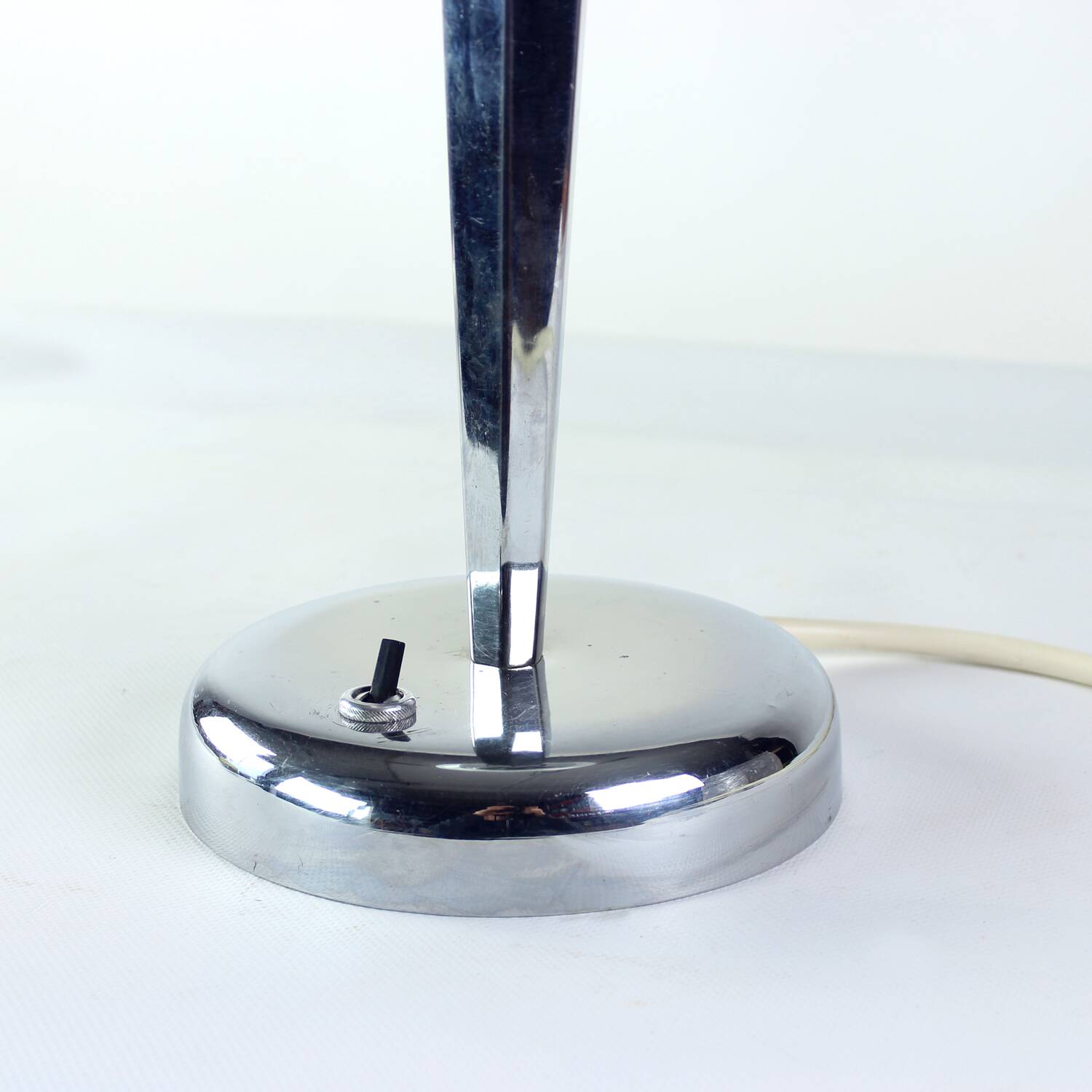 Art Deco table lamp in chrome and glass, Czechoslovakia 1940s