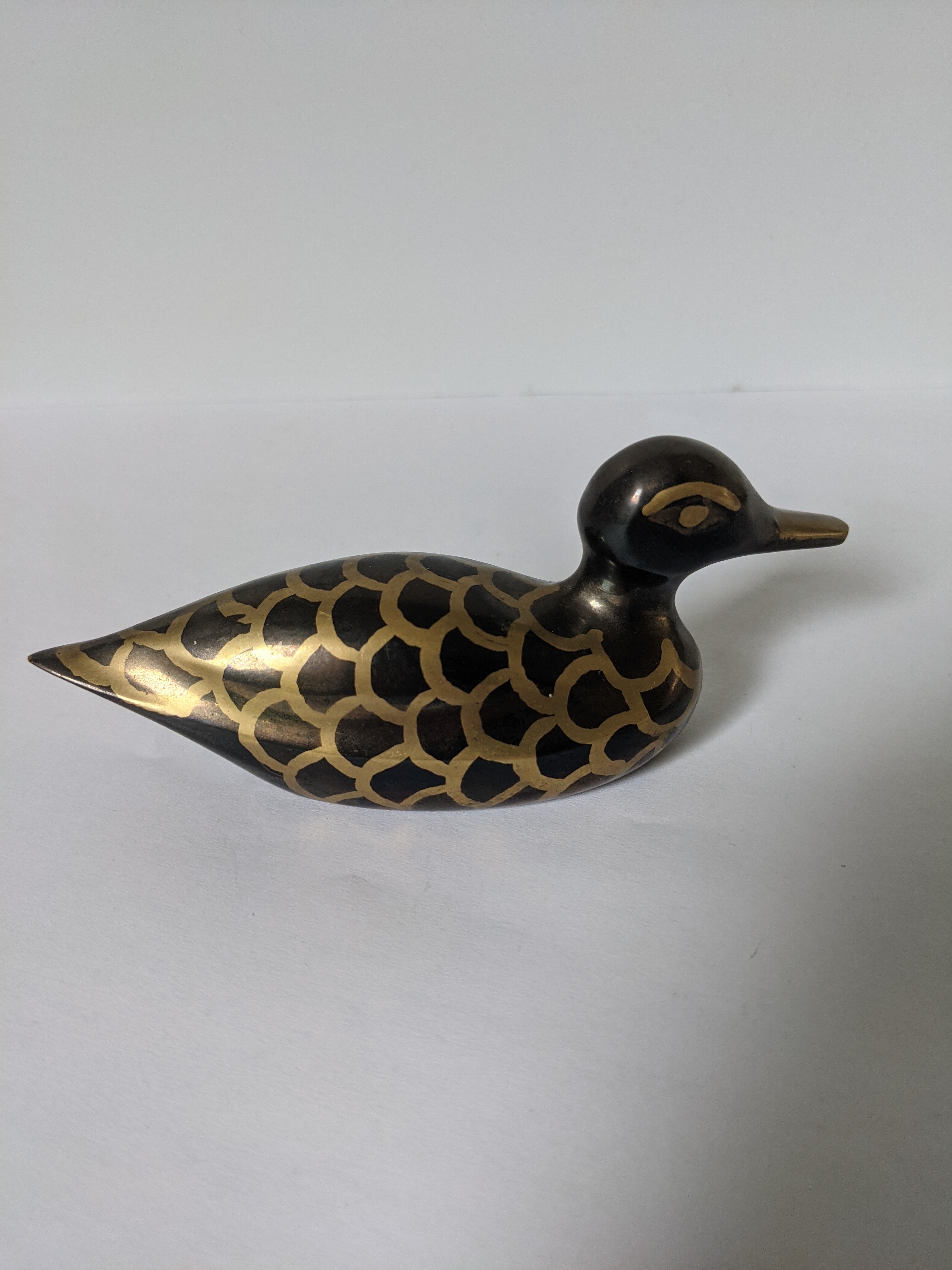 golden and brown brass duck - H: 6cm