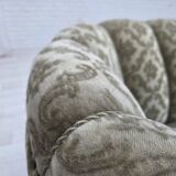 Canapé incurvé 2 places danois des années 1960, revêtement en velours vert clair.