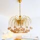 Vintage chandelier rain gold with handmade Murano glass pink flowers.