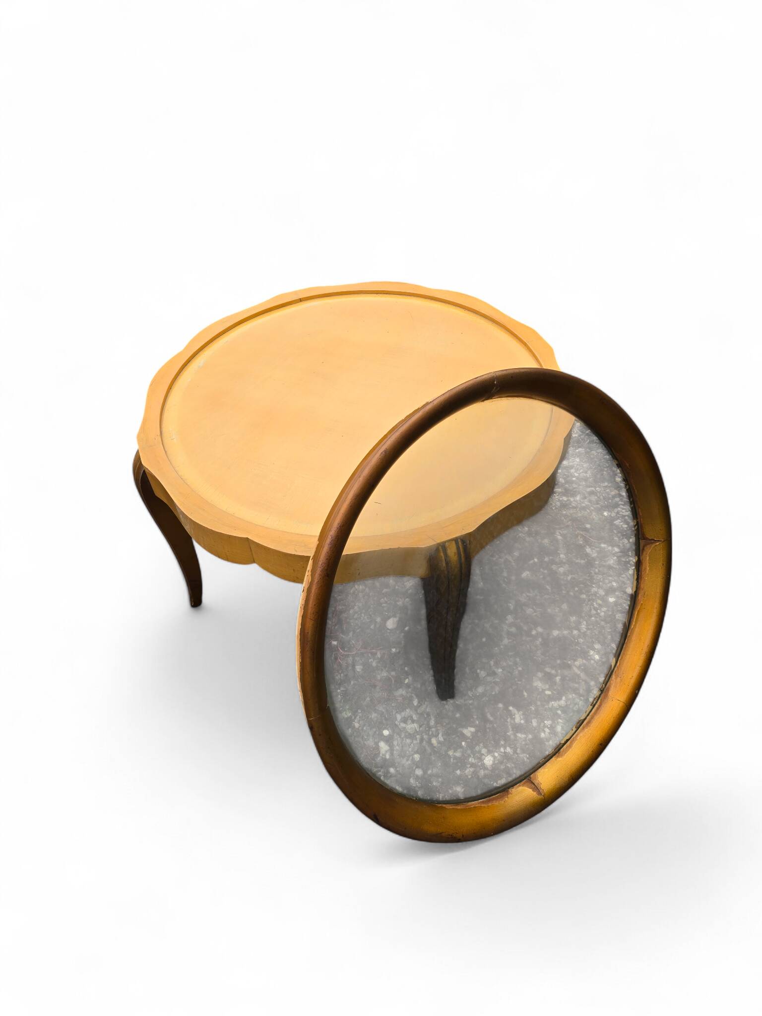 Louis XV round coffee table with removable glass top