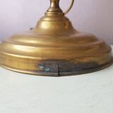 Lampe de table dorée avec abat-jour en verre 1970
