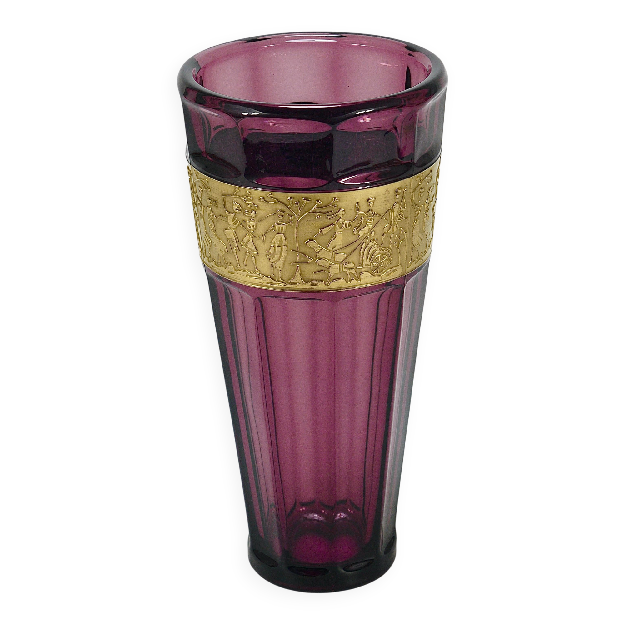 Vase en verre cristal améthyste Art déco Ludwig Moser, série Fipop, Karlsbad, années 1920