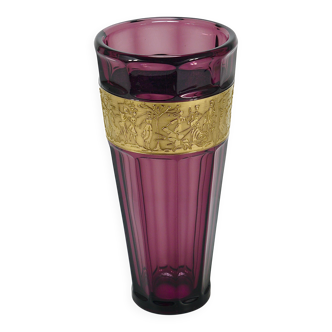 Amethyst crystal glass vase Art Deco Ludwig Moser, Fipop series, Karlsbad, 1920s