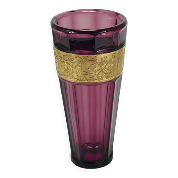 Amethyst crystal glass vase Art Deco Ludwig Moser, Fipop series, Karlsbad, 1920s