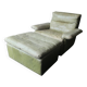 Fauteuil et pouf en cuir patchwork vert olive par Laauser, années 1970