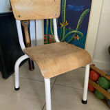 Ancienne chaise écolier enfant bois et métal