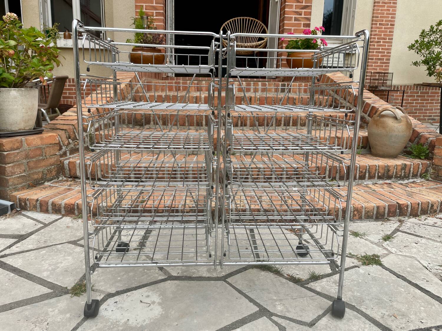 Vintage rolling cart dessert trolley