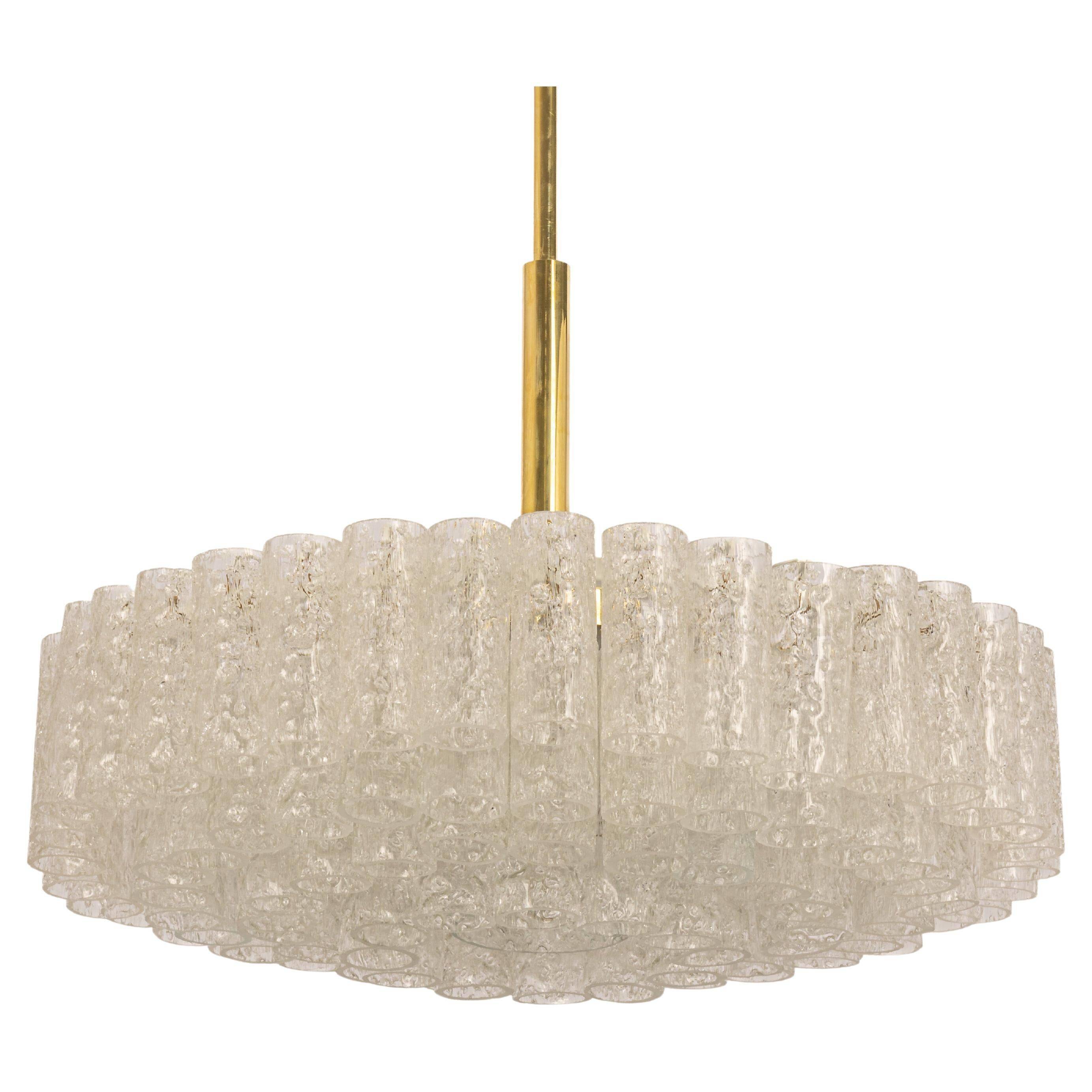 Large Doria chandelier with frosted glass tubes, Germany, 1960s.