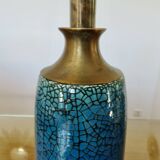 Blue and bronze crackle ceramic lamp