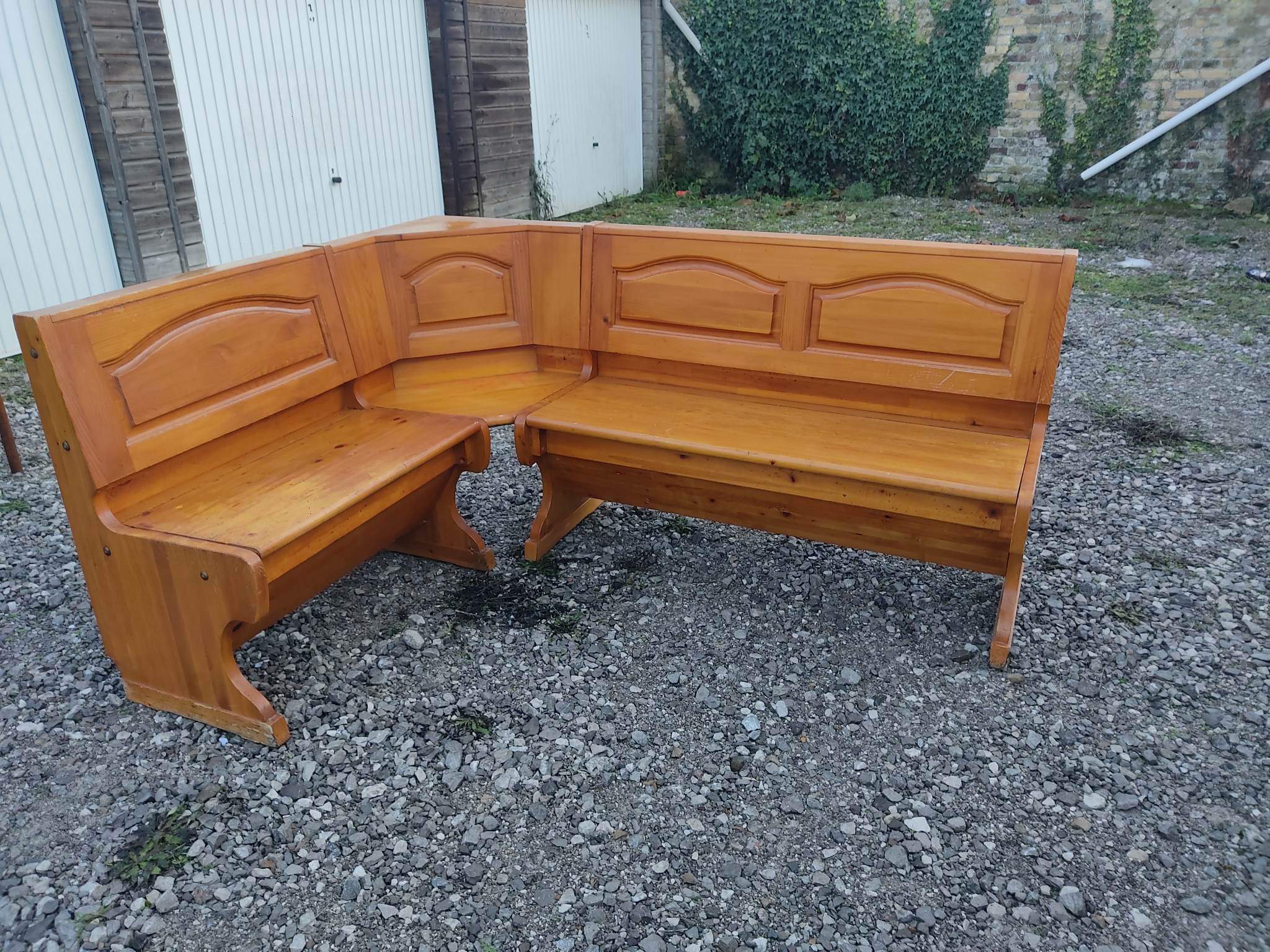Old corner bench chest wood vintage pine