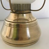 Elegant Vintage Brass and Encased Glass Lantern Table Lamp, Italy