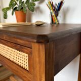 Solid wood children's desk with cane drawer