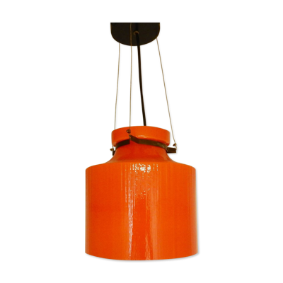 Suspension structure ondulée en verre orange 1970s