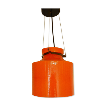 Suspension structure ondulée en verre orange 1970s