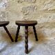 Turned wooden tripod stool x2