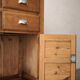 Small antique workshop furniture made of solid wood.