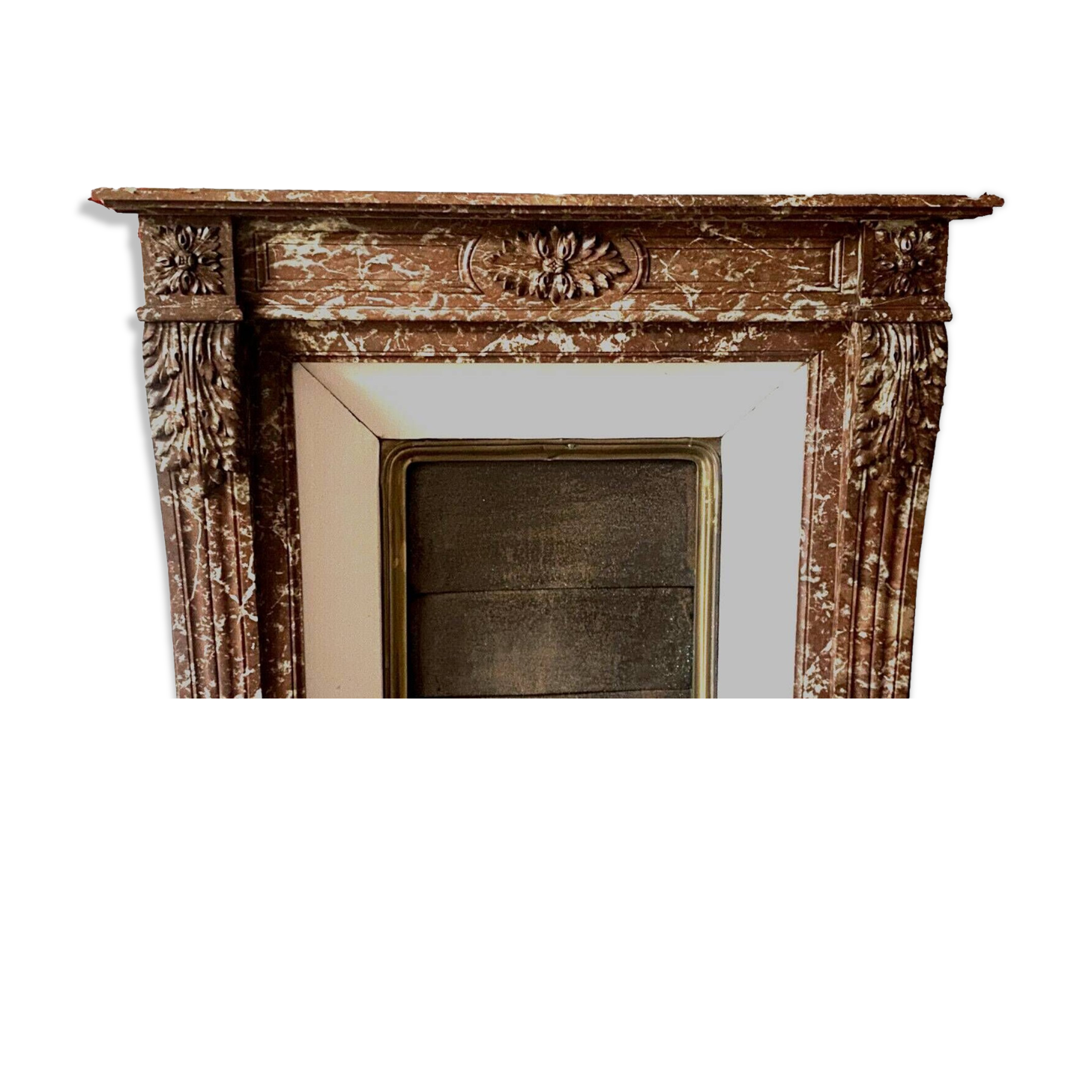 Louis XVI Style Fireplace In Speckled Red Marble 20th Century