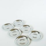 Set of 6 chrome metal coasters, Design, 1970