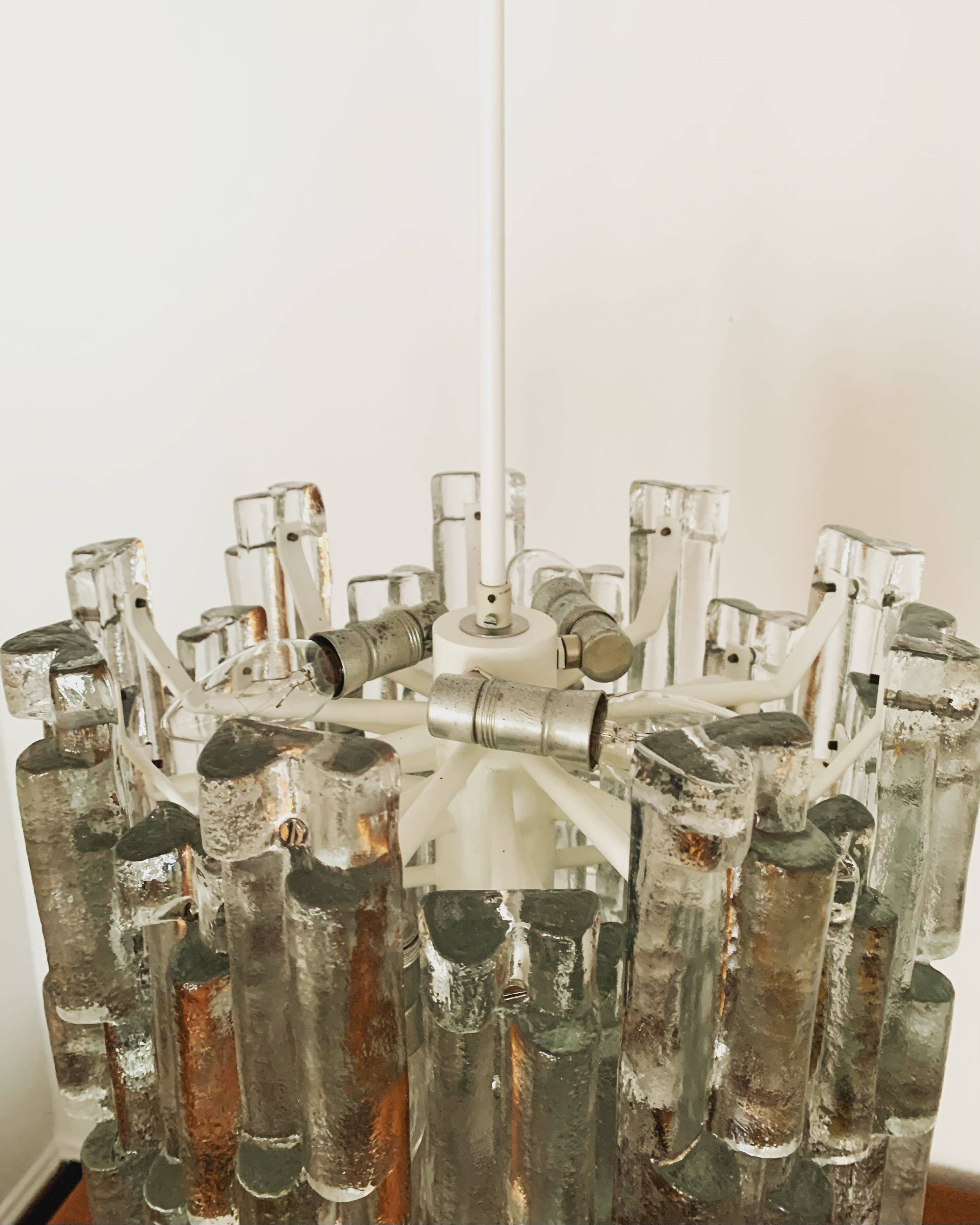 Austrian Ice Glass Chandelier by J.T. Kalmar
