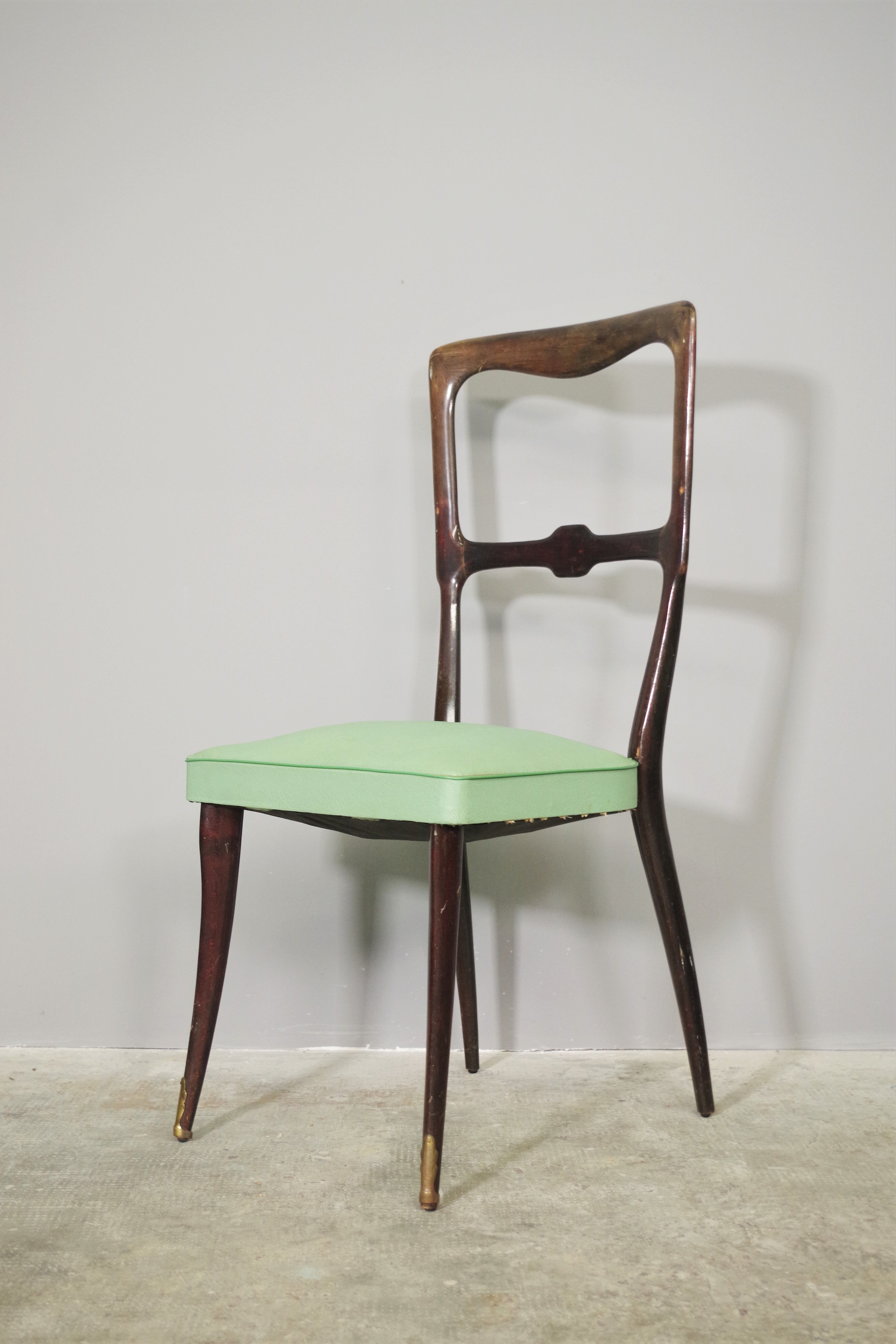 Set of 4 beech wood chairs from the 1950s
