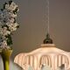 Suspension abat-jour vintage en opaline rose