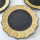 6 ceramic dessert plates shaped like a sunflower, signed CB.