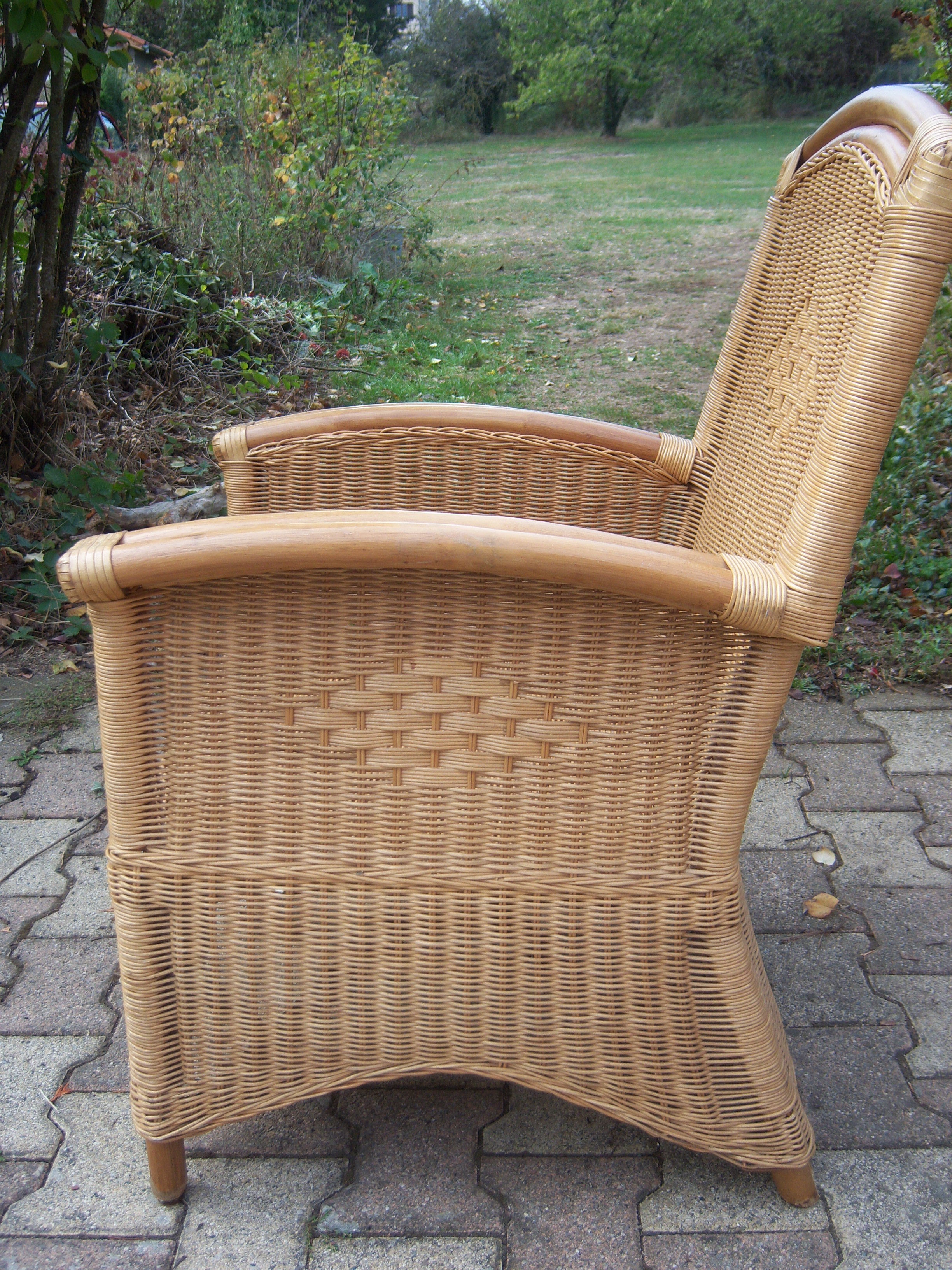 Wicker and bamboo armchair