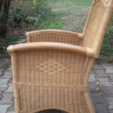 Wicker and bamboo armchair