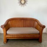 Old 2-seater rattan sofa Italian design from the 70s vintage