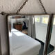 Vintage mirror 1930 triptych barber lime, 30 x 78 cm