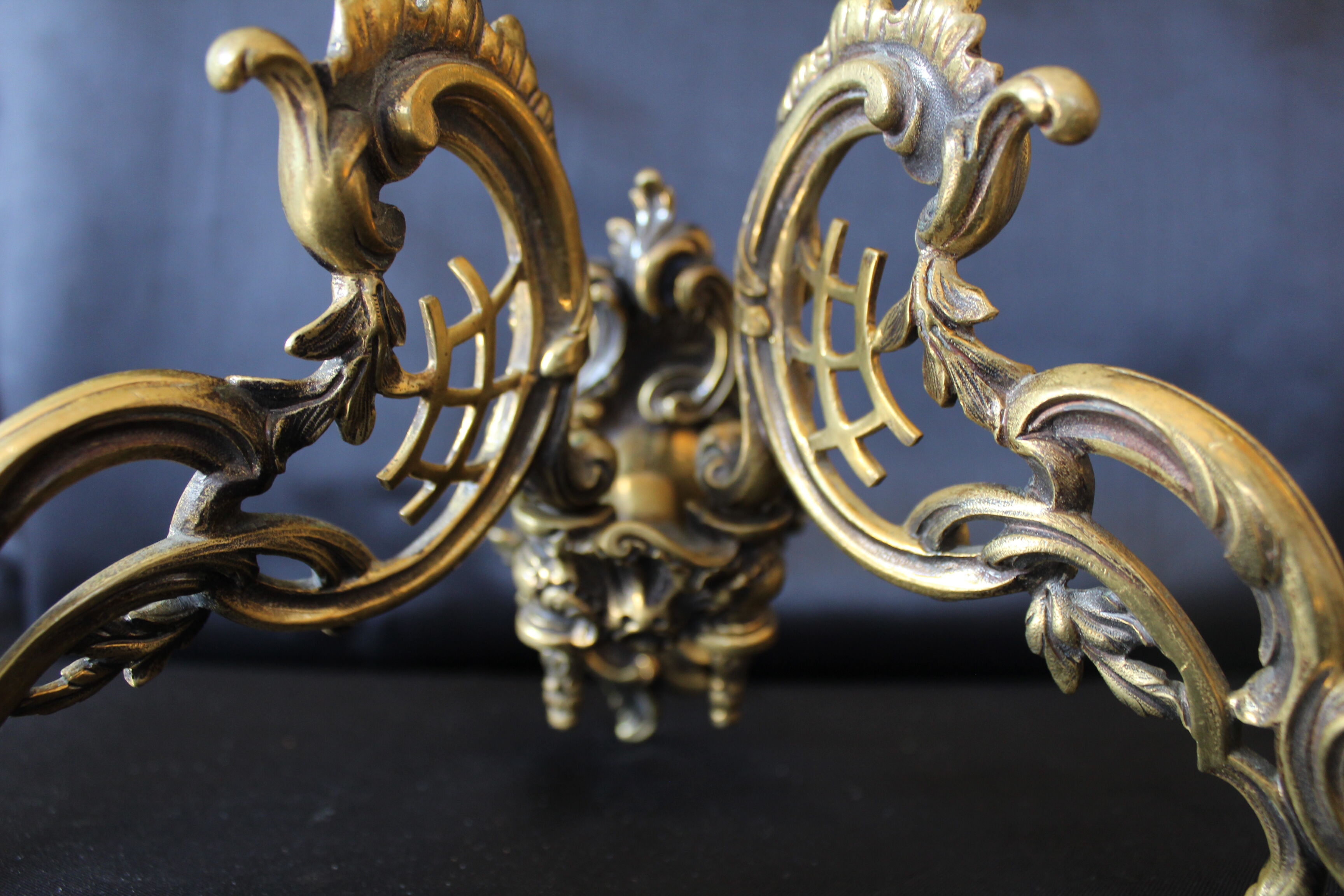 Pair of antique French Bronze Piano sconce, candleholders, signed L Pinet 102, rococo empire regency