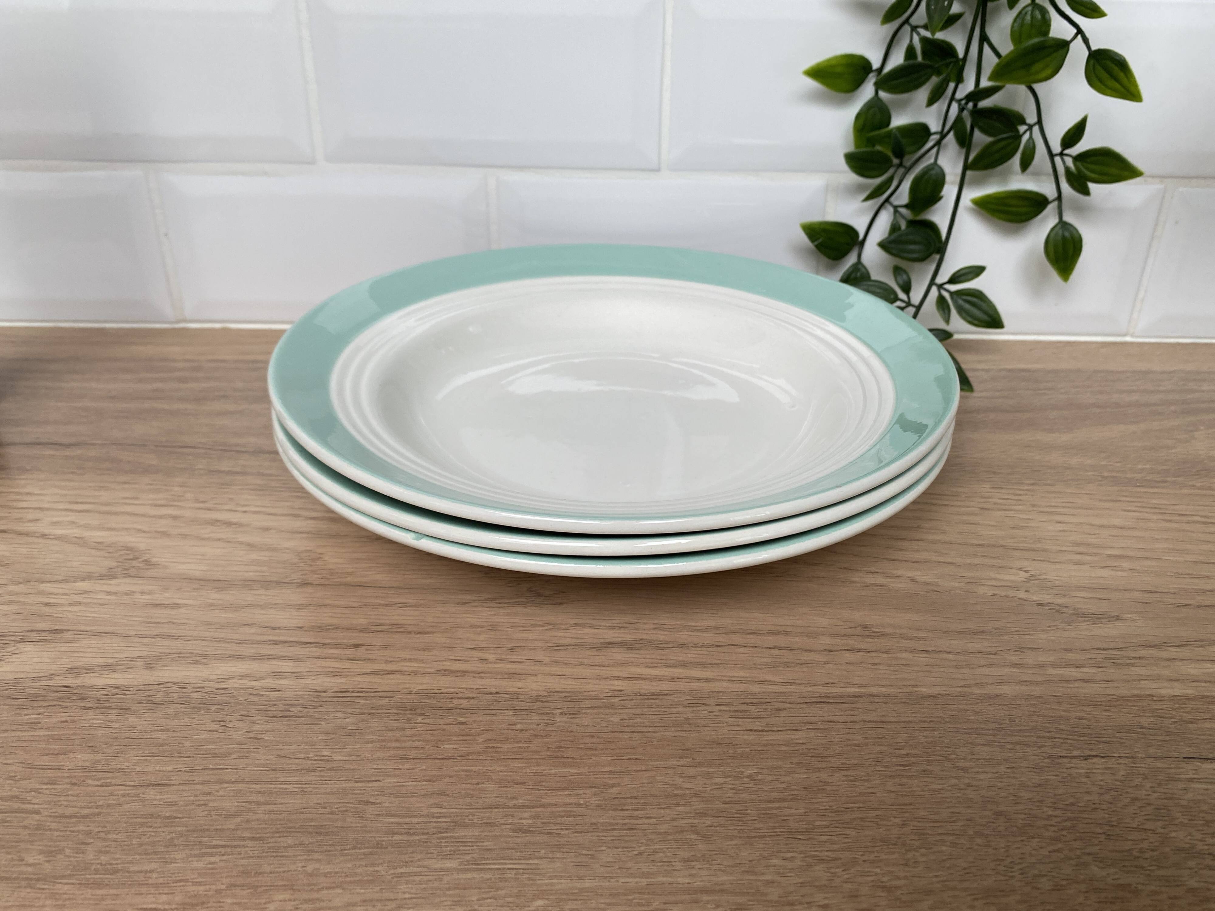 Set of 3 St Amand earthenware soup plates