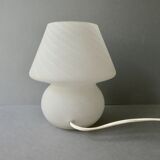 Mushroom lamp in white opaline, Murano, 80s