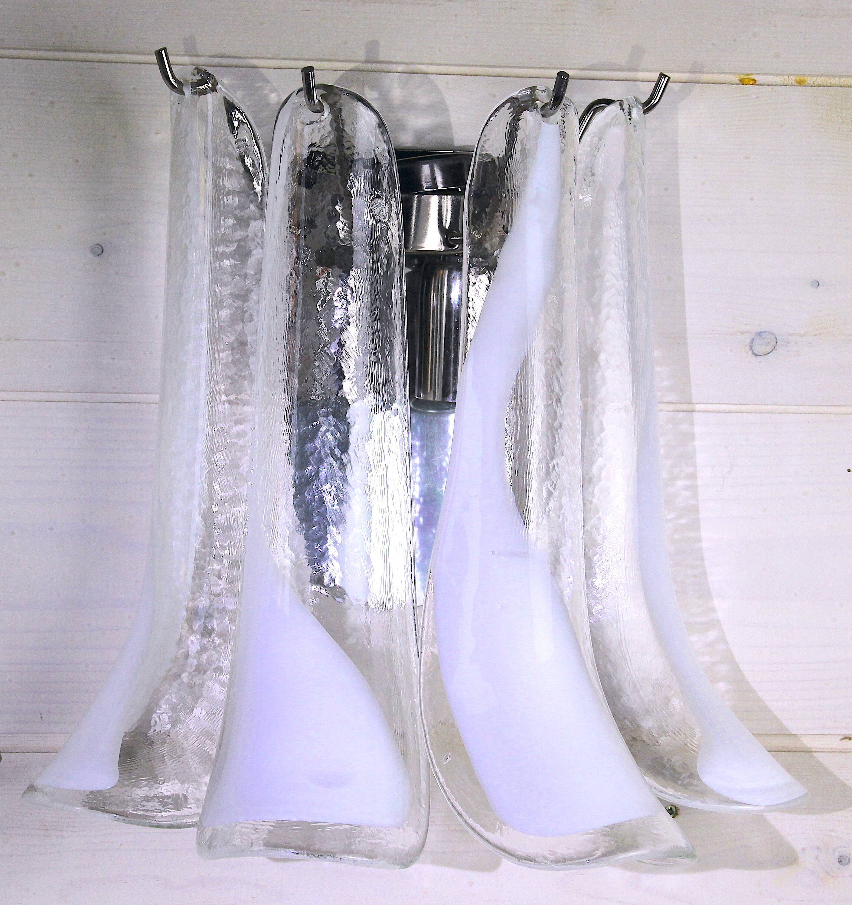 1970's Murano Glass Sconces, Mazzega, Italy - a Pair