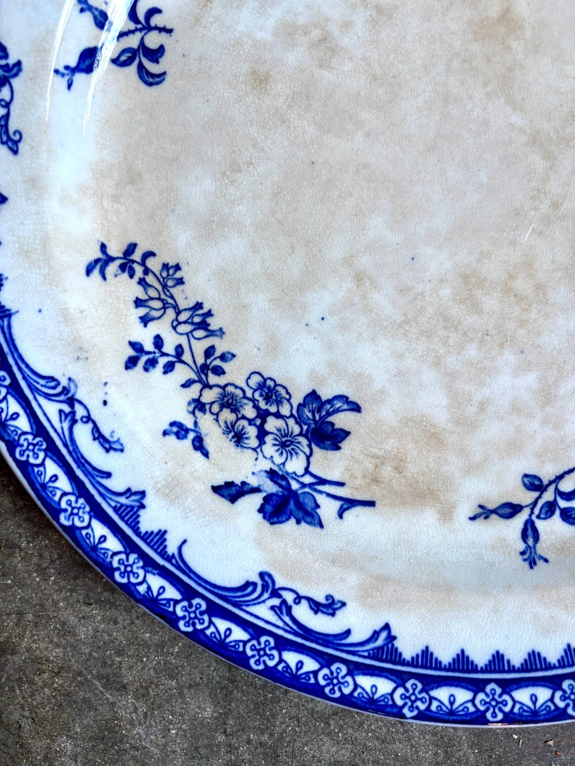 Large round Staffordshire blue ironstone dish