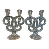 Paire de bougeoirs en cristal de Vannes