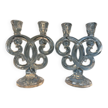 Pair of candlesticks in Vannes crystal