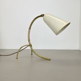 Tripod kalmar stilnovo style hollywood regency table lamp in brass, austria, 1950s