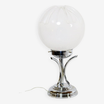 Lampe de table italienne en verre de Murano et chrome