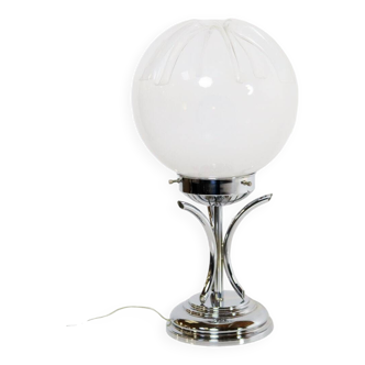 Lampe de table italienne en verre de Murano et chrome