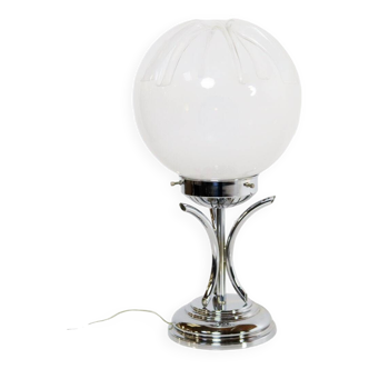 Italian Chrome Murano Glass Table Lamp
