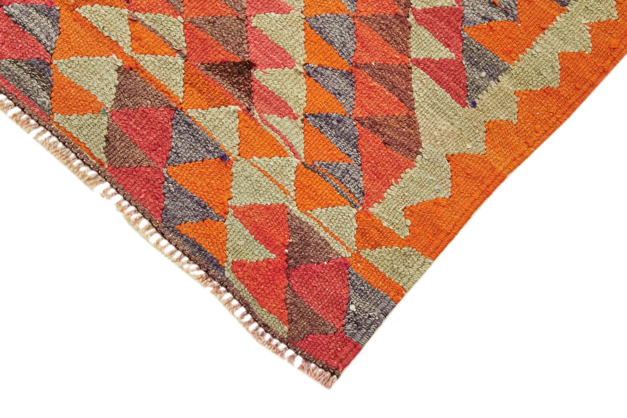Turkish Handwoven Vintage Herki Kilim 86 cm x 326 cm