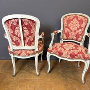 Paire de Cabriolets de Style Louis XV en Hêtre polychrome