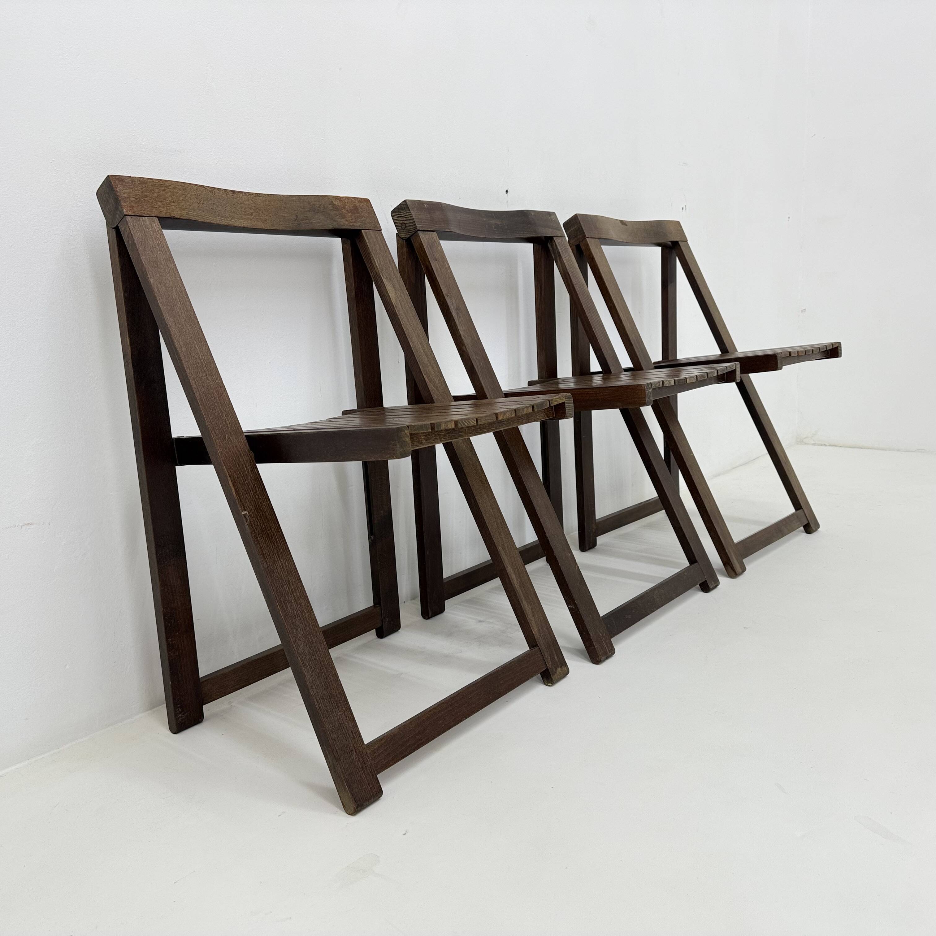 Set of 3  wooden folding chairs, 1960’s