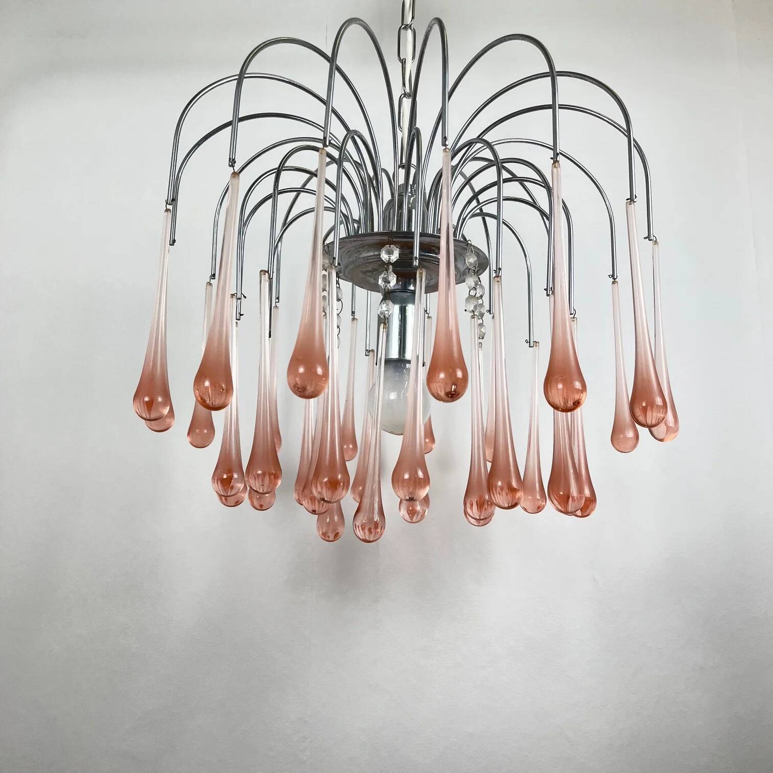 Vintage Murano blown glass chandelier – Italy, 1970s