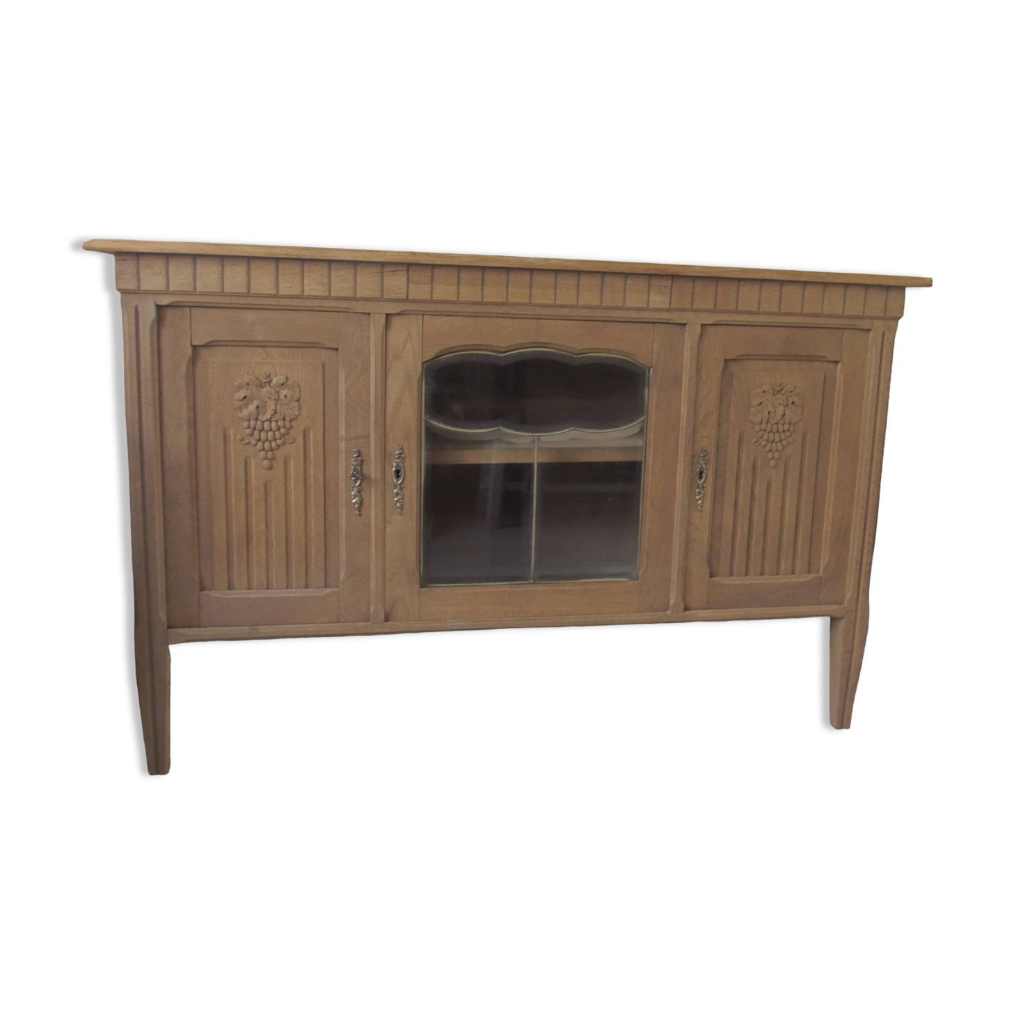 Console, shallow art deco sideboard in raw wood.