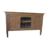 Console, shallow art deco sideboard in raw wood.